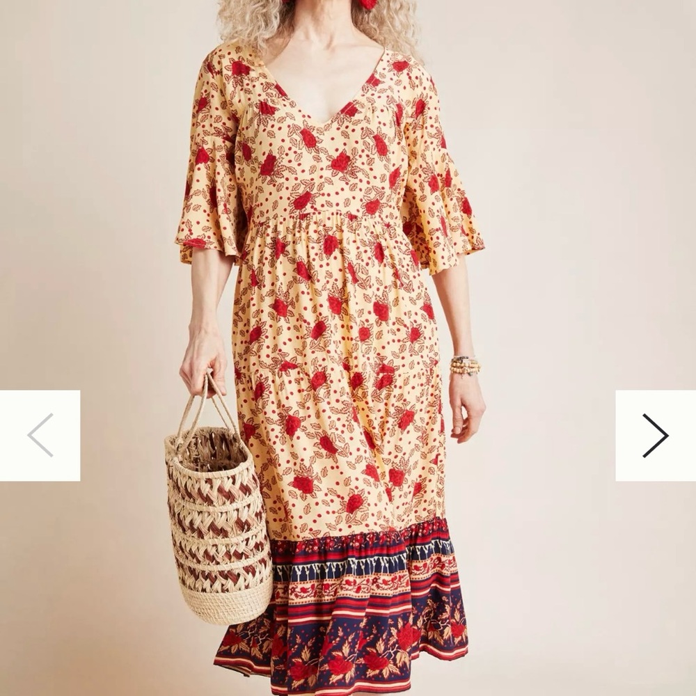 Faithfull The Brand Anthropologie Melia Midi Dress XS 2